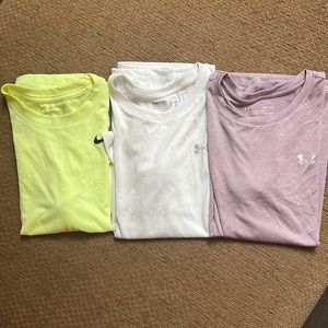3 athletic shirts, Nike & Under Armour